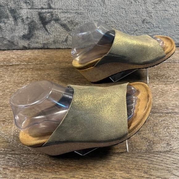 Papillio by Birkenstock Namica wedge sandal in washed metallic suede Women’s 38 - Picture 2 of 9